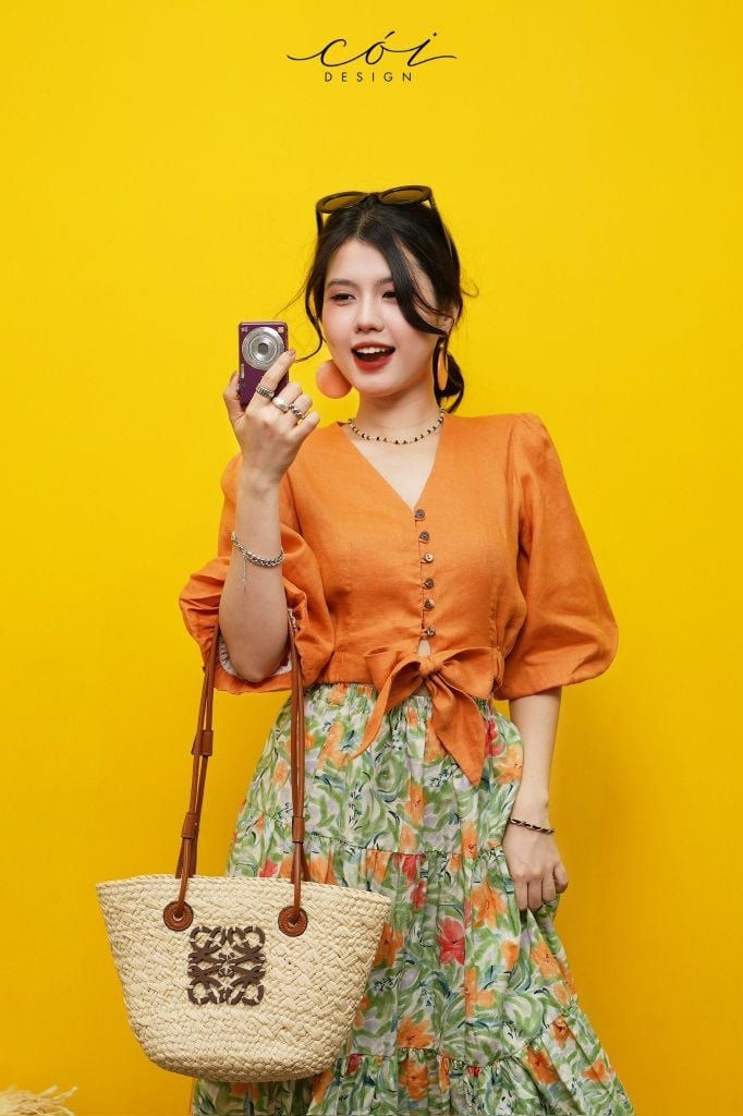 Chân váy tầng Linen tưng premium Cói Design