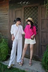 Áo sơ mi lệch vạt linen Cói Design