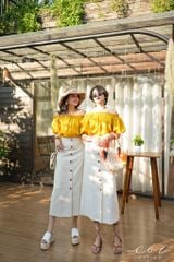 Chân váy nút bọc linen Cói Design