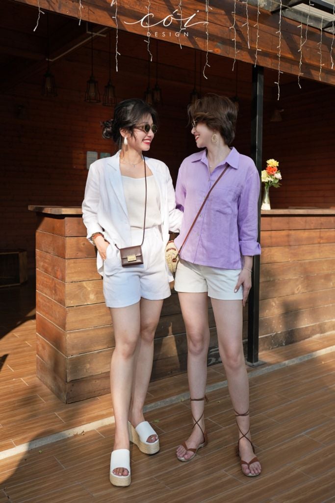 Áo sơ mi lệch vạt linen Cói Design