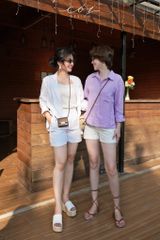 Áo sơ mi lệch vạt linen Cói Design