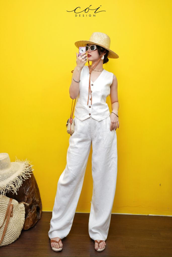 Quần suông xếp ly linen tưng premium Cói Design