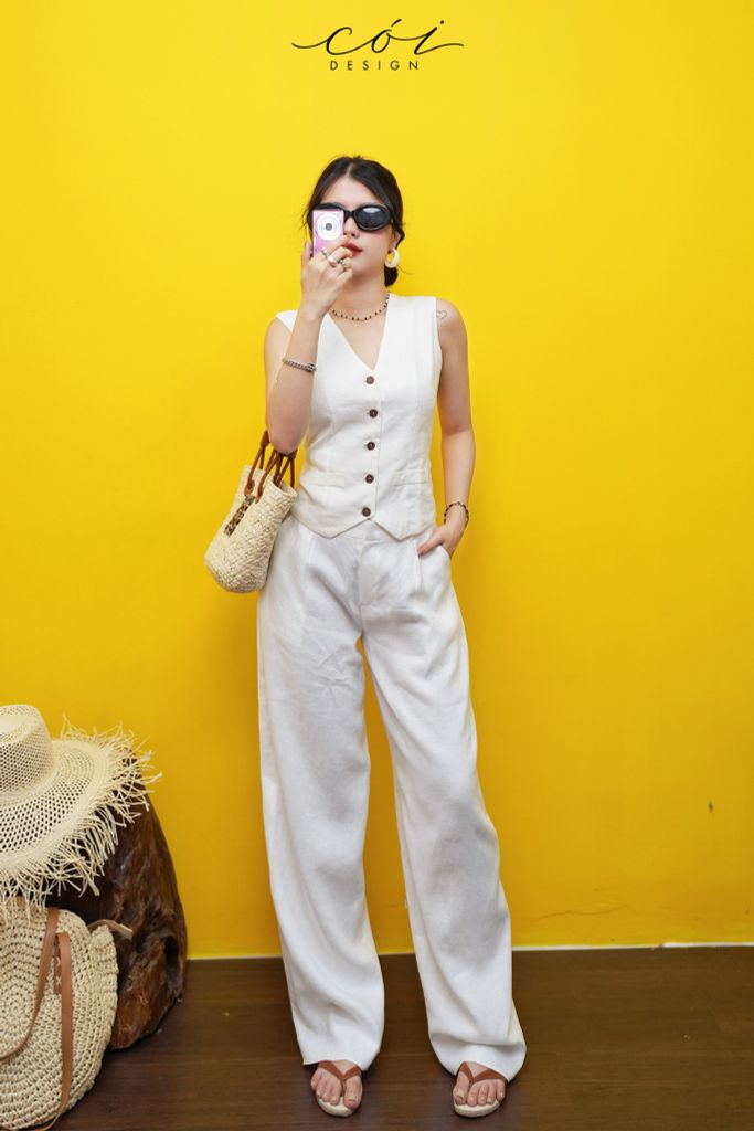 Quần suông xếp ly linen tưng premium Cói Design