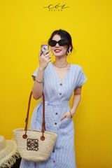 Đầm suông sọc kèm belt linen tưng Cói Design