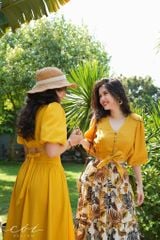 Áo croptop tay bí phối dây linen Cói Design