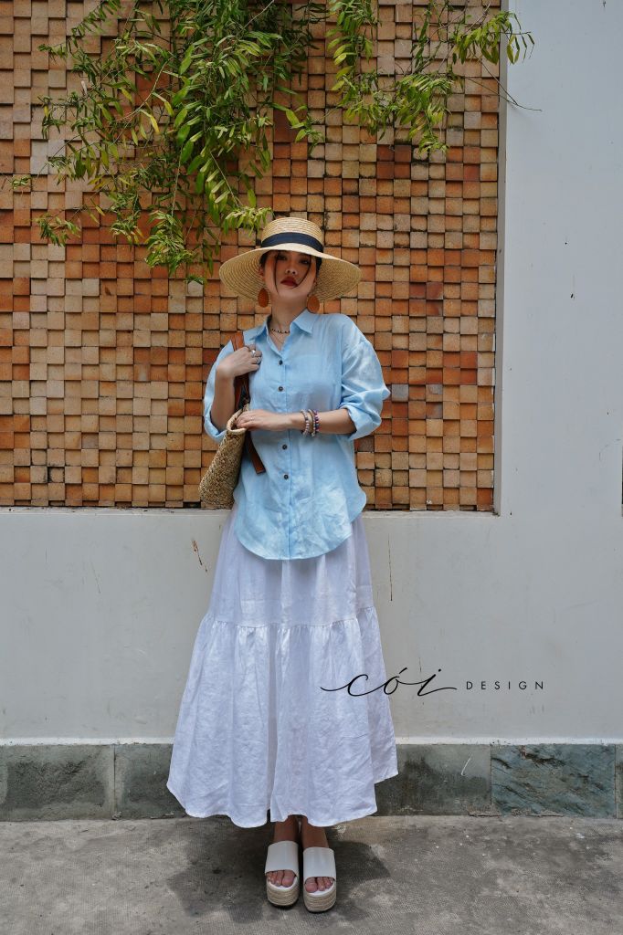 Áo sơ mi suông linen tưng premium Cói Design