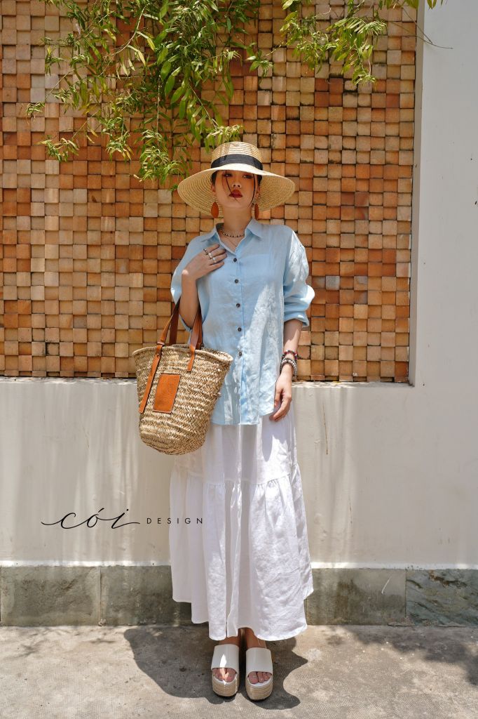 Áo sơ mi suông linen tưng premium Cói Design