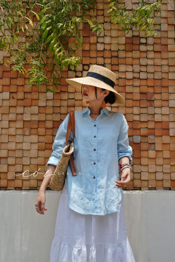 Áo sơ mi suông linen tưng premium Cói Design