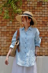 Áo sơ mi suông linen tưng premium Cói Design