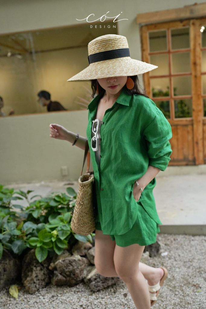Áo sơ mi suông linen tưng premium Cói Design