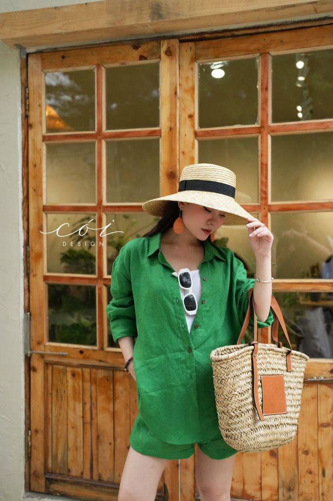 Áo sơ mi suông linen tưng premium Cói Design
