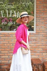 Đầm 2 dây cổ tim nút bọc Linen tưng premium Cói Design