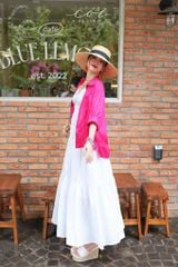Đầm 2 dây cổ tim nút bọc Linen tưng premium Cói Design