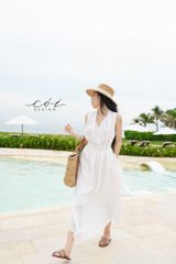 Đầm sát nách xếp nhún Linen tưng premium Cói Design