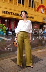 Quần suông phối nút linen tưng premium Cói Design