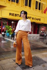 Quần suông phối nút linen tưng premium Cói Design