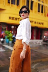 Quần suông phối nút linen tưng premium Cói Design