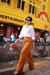 Quần suông phối nút linen tưng premium Cói Design