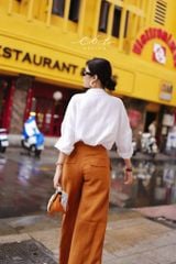 Quần suông phối nút linen tưng premium Cói Design