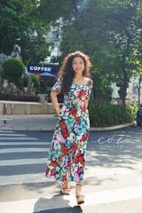 Đầm phối nơ lưng linen hàn Cói Design