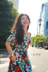 Đầm phối nơ lưng linen hàn Cói Design