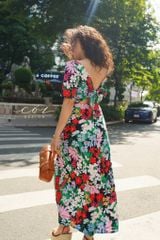 Đầm phối nơ lưng linen hàn Cói Design