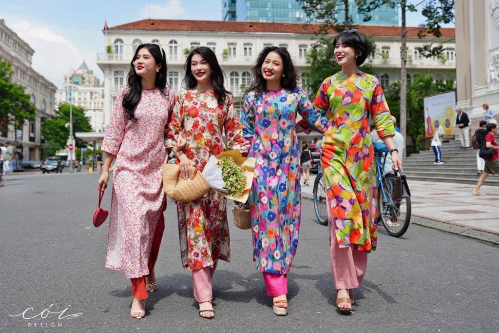 Set Áo Dài Sắc Xuân kèm quần suông Cói Design