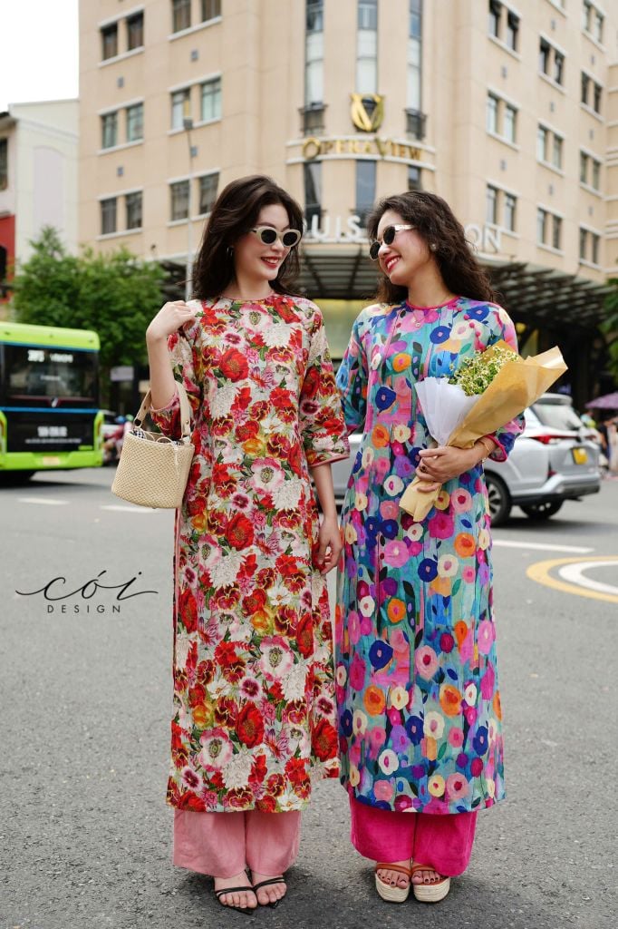 Set Áo Dài Sắc Xuân kèm quần suông Cói Design