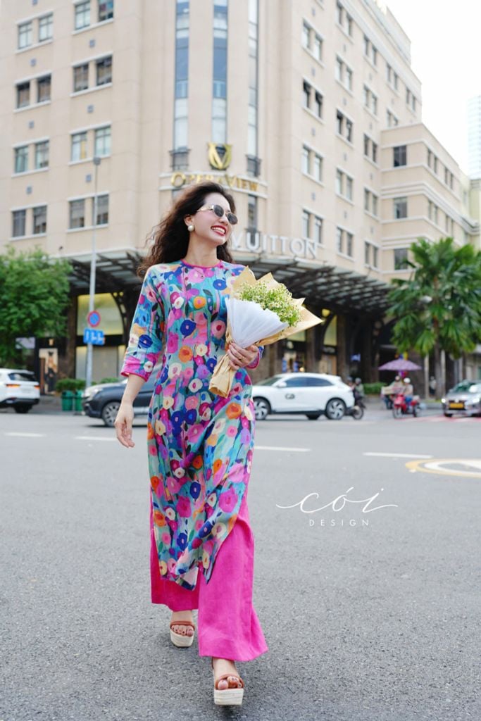 Set Áo Dài Sắc Xuân kèm quần suông Cói Design
