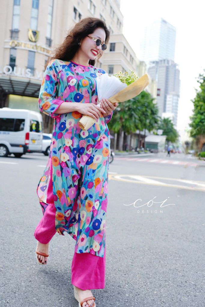 Set Áo Dài Sắc Xuân kèm quần suông Cói Design