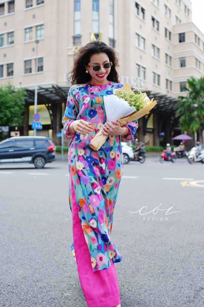Set Áo Dài Sắc Xuân kèm quần suông Cói Design