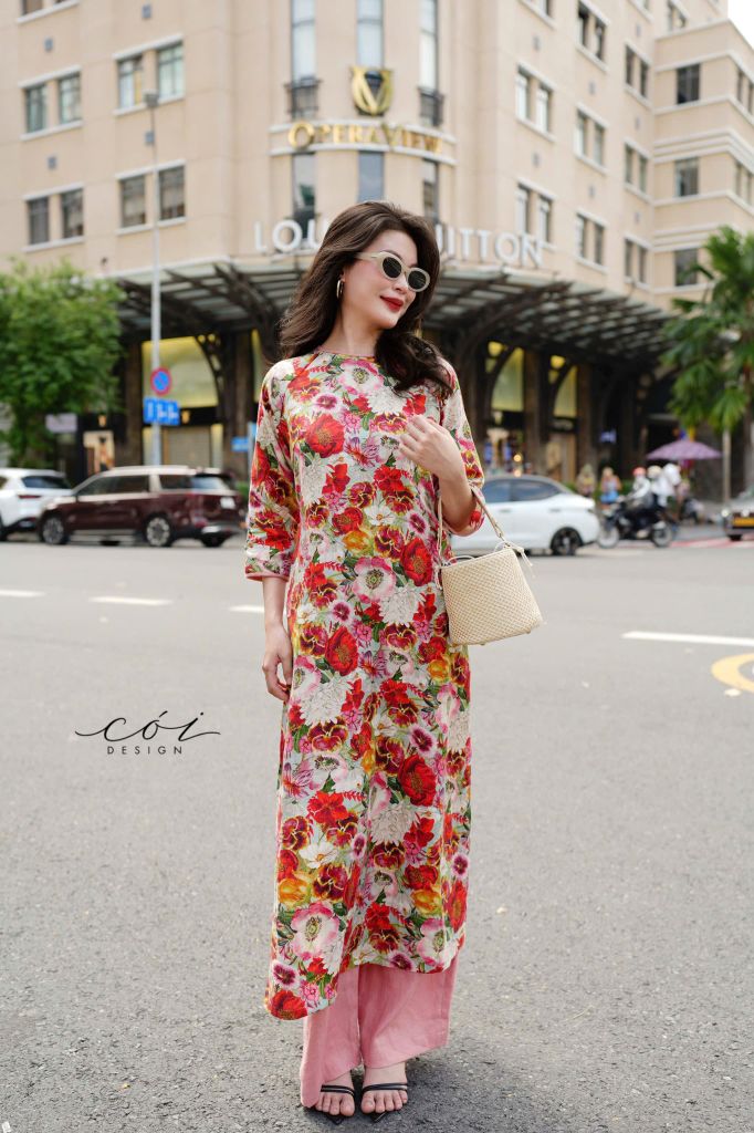Set Áo Dài Sắc Xuân kèm quần suông Cói Design