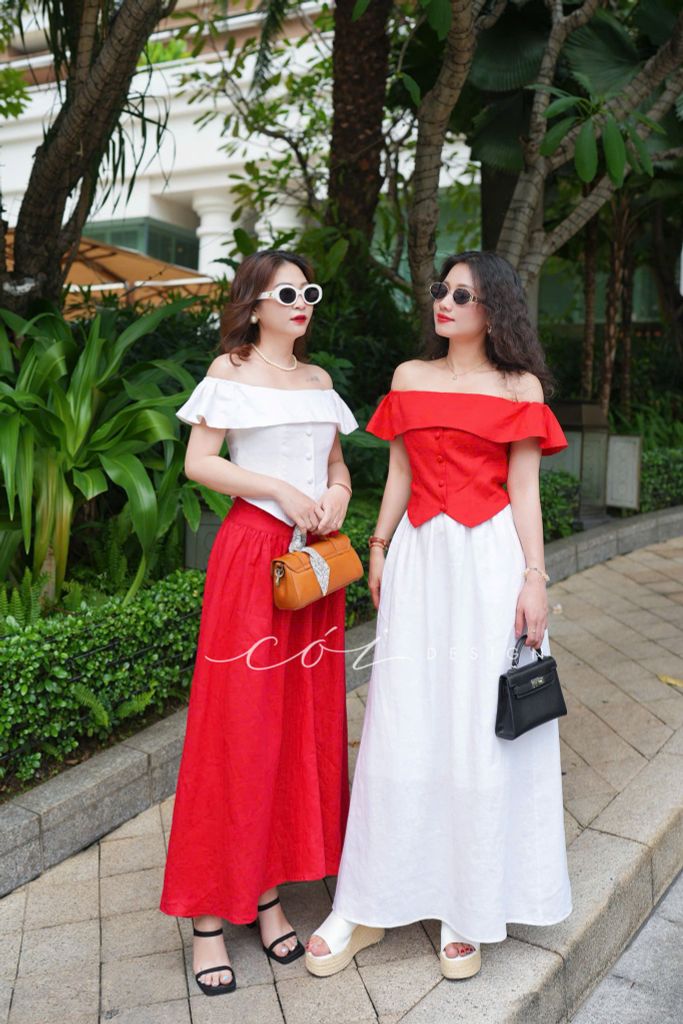 Chân váy suông lưng thun linen tưng Cói Design