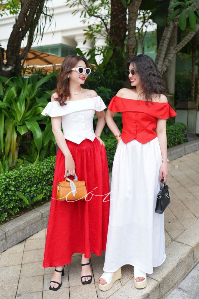 Chân váy suông lưng thun linen tưng Cói Design