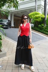 Chân váy suông lưng thun linen tưng Cói Design