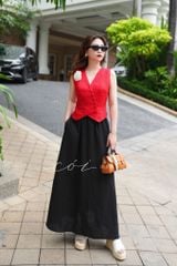 Áo gile nút bọc Linen tưng premium Cói Design