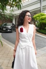 Áo gile nút bọc Linen tưng premium Cói Design