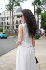 Áo gile nút bọc Linen tưng premium Cói Design