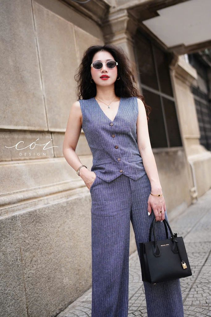 Quần suông sọc Linen hàn Cói Design