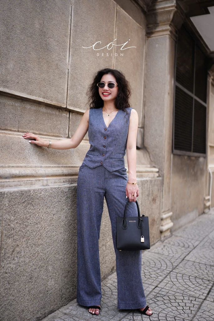 Quần suông sọc Linen hàn Cói Design