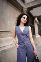 Áo gile sọc linen hàn Cói Design