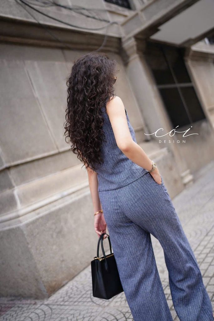 Áo gile sọc linen hàn Cói Design