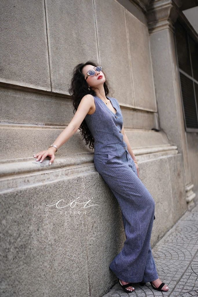 Quần suông sọc Linen hàn Cói Design
