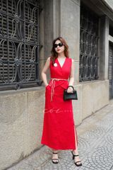 Áo gile nút bọc Linen tưng premium Cói Design