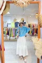 Áo cổ trụ 19 nút bọc màu Linen tưng premium Cói Design