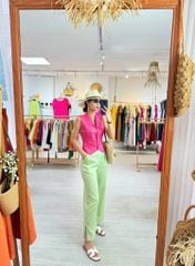Quần suông nút bọc màu Linen tưng premium Cói Design