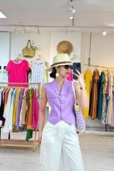 Quần suông nút bọc màu Linen tưng premium Cói Design
