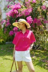 Áo sơ mi nút bọc tay liền Linen tưng premium Cói Design