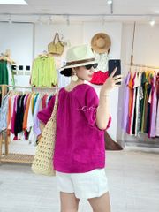 Áo cổ xếp nhúng tay bí linen tưng premium Cói Design