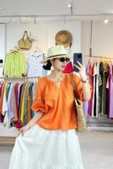 Áo cổ xếp nhúng tay bí linen tưng premium Cói Design